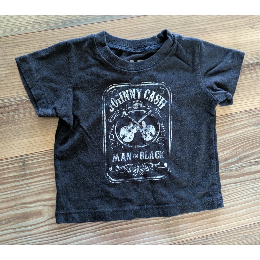 Johnny Cash Man in Black Toddler Black Short Sleeve Crew Neck T-Shirt 18 Months